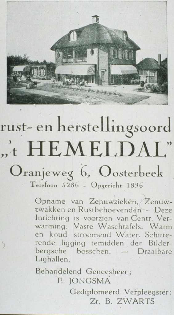 Het herstellingsoord " 't Hemeldal " aan de Oranjeweg 6.
