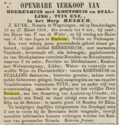 Annonce Opregte Haarlemmsche Courant, 25 februari 1856